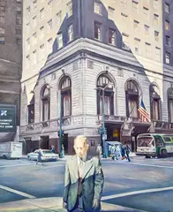 Man in Front of Bank, Chicago by Nina Rosenblum, 1975, acrylic on canvas, sold Nov 2022