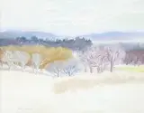 The Valley by Ralph Della-Volpe, oil on canvas, sold Dec 2022