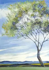 Spring Tree by Lowell Nesbitt, 1983, oil on canvas (unstretched), sold Dec 2022