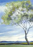 Spring Tree by Lowell Nesbitt, 1983, oil on canvas (unstretched), sold Dec 2022