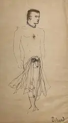 Untitled (Standing Nude) by Christian Bérard, ink on paper, sold Dec 2022