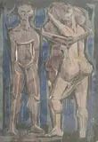 Out of the Fire Thereof by Lowell Nesbitt, 1955, woodcut in colors, sold Dec 2022