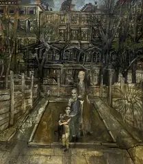 Dusk in the Garden by Philip Evergood, c. 1946, oil on canvas, sold Dec 2022