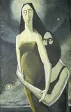 Untitled (Couple) by Lowell Nesbitt, oil on canvas (unstretched), sold Dec 2022