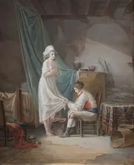 La Chaufferette by Jean Baptiste Mallet, Gouache sur papier, sold Nov 2022