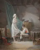 La Chaufferette by Jean Baptiste Mallet, Gouache sur papier, sold Nov 2022