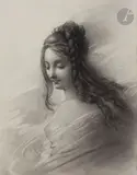 Colma by Anne-Louis Girodet, Crayon noir, estompe et gommage sur papier crème, sold Nov 2022
