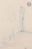 La Tentation du Christ au désert by Jean-François Millet, Crayon bleu, sold Nov 2022