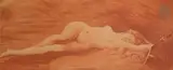 Femme nue allongée avec une mandoline by Armand Point, Sanguine et estompe, sold Nov 2022