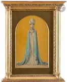 Vertu théologale by Carlos Schwabe, vers 1912, Gouache dorée, aquarelle sur traits de crayon noir, sold Nov 2022