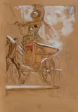 Au pas de parades, illustration pour La Chanson de Roland by František Kupka, Aquarelle et rehauts de gouache blanche sur traits de crayon, sold Nov 2022