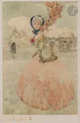 Manon by Gustave Mossa, 1907, Encre, aquarelle et rehauts de gouache, sold Nov 2022