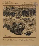 La Rue à Paris (Le peuple souverain écope), projet d’illustration by Théophile Steinlen, Plume, encre de Chine et crayon bleu, sold Nov 2022