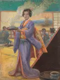 Japon, l’heure du thé by Georges Ferdinand Bigot, Pastel, sold Nov 2022