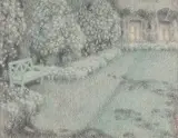 Le Jardin blanc au clair de lune, Gerberoy by Henri le Sidaner, Crayon noir et rehauts d’aquarelle, sold Nov 2022