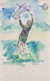 Garçon au cerf-volant by Henri Lebasque, Aquarelle sur papier, sold Nov 2022