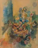 Corbeille de fruits by Jean Dufy, 1924, Aquarelle gouachée sur papier contrecollé sur carton, sold Nov 2022