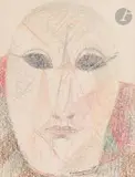 Masque de pierre by Henry de Waroquier, 1930, Encre et crayons de couleur, sold Nov 2022