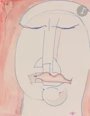 Visage by Henry de Waroquier, Encre et aquarelle, sold Nov 2022