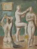 La Pose by Wilhelm Gimmi, Aquarelle, gouache sur traits de crayon, sold Nov 2022