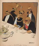 Viva Italia by Tomás Julio Leal Camara Da, vers 1903, Encre et aquarelle, sold Nov 2022