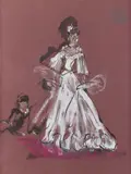 Projet de costume pour Mozartiana de Tchaïkovski by Christian Bérard, Encre et gouache sur papier lie de vin, sold Nov 2022