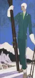 Tenue de ski pour Femina by Léon Benigni, vers 1930, Encre et gouache, sold Nov 2022