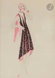 Mistinguett by Charles Carl Gesmar, Aquarelle sur traits de crayon, sold Nov 2022