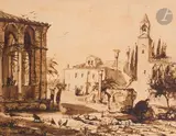 Venise, le campanile by André Maire, Encre et lavis d’encre sur traits de crayon, sold Nov 2022