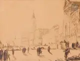 Venise, place Saint Marc by André Maire, Encre et lavis d’encre sur traits de crayon, sold Nov 2022