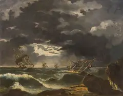 Navires français près des côtes by Cheri Dubreuil, Toile, sold Nov 2022