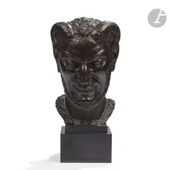 Tête de faune by Lucien Gibert, Épreuve en bronze à patine noire, sold Oct 2022