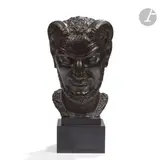 Tête de faune by Lucien Gibert, Épreuve en bronze à patine noire, sold Oct 2022