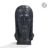 Tête de Christ by Lucien Gibert, Épreuve en bronze à patine noir nuancé de bleu, sold Oct 2022