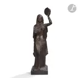 Danseuse orientale au tambourin by Lucien Gibert, Épreuve en bronze à patine noir nuancé d’ocre rouge, sold Oct 2022