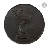 Portrait de profil Grand médaillon circulaire by André Arbus, Épreuve en bronze à patine brune, sold Oct 2022
