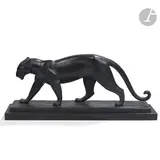Panthère marchant by Lucien Gibert, Épreuve en bronze à patine anthracite, sold Oct 2022