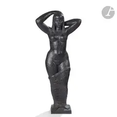 La Sortie du bain by Lucien Gibert, Épreuve en bronze à patine noire, sold Oct 2022