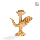 DESIGNER & FONDICA ÉDITEUR Oiseau, 1994 Bougeoir by Pierre Casenove, Épreuve en bronze doré, le revers tapissé de feutrine noire, sold Oct 2022