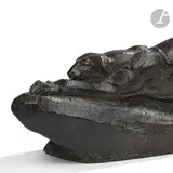 Panthère à l’affût by André Vincent Becquerel, Épreuve en bronze à patine vert-brun très sombre, sold Oct 2022