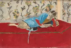 Le Divan rouge ou Modèle lisant by Maurice Brianchon, vers 1944, Aquarelle, sold Oct 2022