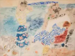 Femmes en bord de mer by Raymond Legueult, 1954, Aquarelle sur traits de crayon, sold Oct 2022