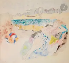 Dans l’île by Raymond Legueult, 1967, Aquarelle sur traits de crayon, sold Oct 2022