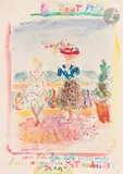 En bord de mer by Kostia Terechkovitch, 1958, Lithographie rehaussée à l’aquarelle, sold Oct 2022