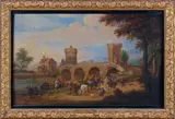 Port et pont sur une rivière by Mathis Schoevaerdts, Panneau, sold Apr 2011