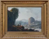 Pêcheurs près d'une rivière avec des rochers by Jean-Baptiste Pillement, Toile, sold Apr 2011