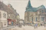 Le marché à Houdan by Frank Myers Boggs, Aquarelle sur traits de crayon, sold Feb 2011
