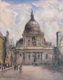 Paris, la Sorbonne by Frank Myers Boggs, Aquarelle sur traits de crayon, sold Feb 2011