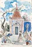 Vue du jardin de Fronteira, Portugal by Philippe Julian, Plume, aquarelle, sold Feb 2011