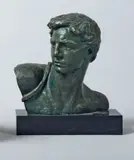 Le jeune athlète by Alexandre Kéléty, Épreuve en bronze à patine verte, sold Feb 2011